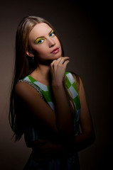 Beautiful girl in green dress