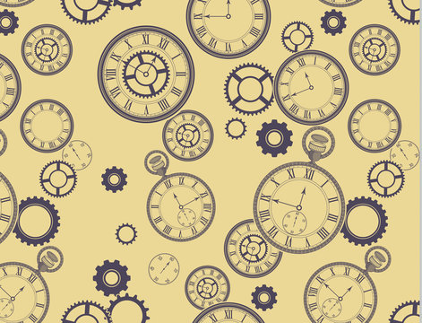 Vintage Clocks Background and EPS Pattern