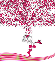 Illustration with girl in love