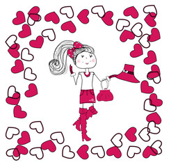 Illustration with girl in love