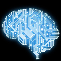 Illustration of circuit board in human brain form