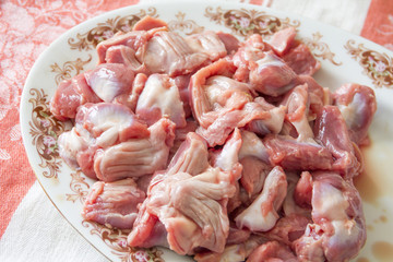 Raw chicken gizzards