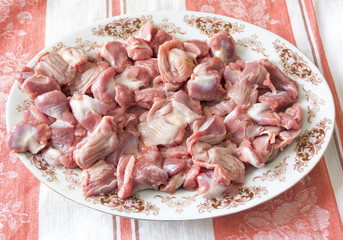 Raw chicken gizzards