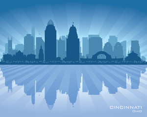 Cincinnati Ohio  city skyline vector silhouette