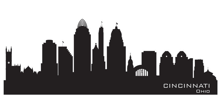 Cincinnati Ohio city skyline vector silhouette