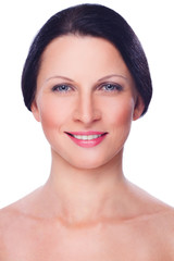 Fototapeta premium Beautiful face of woman with clean fresh skin