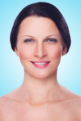 Obraz premium Beautiful face of woman with clean fresh skin