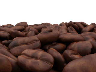 Heap of Coffee Beans on white background