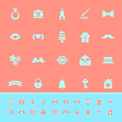 Wedding color icons on orange background