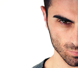 Fototapeta premium man with beard, half face