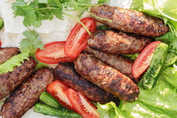 lula kebab from lamb with vegetables