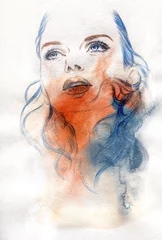 Wall murals Aquarel Face Beautiful woman face. watercolor illustration