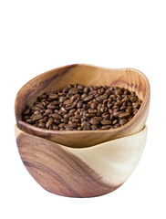 coffee beans in a wooden Cup
