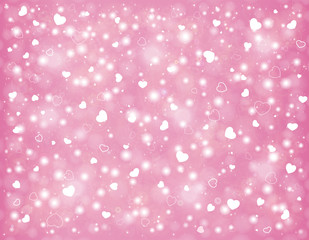 Valentine day background, hearts and particles