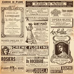Foto op Plexiglas achtergrond/patronen gemaakt van vintage franse advertenties over damesonderwerpen © Anja Kaiser