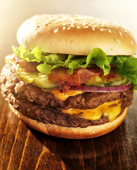double burger with bacon and the works