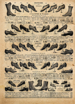 Vintage Victorian Shoes Collection. Antique Shop Advertising