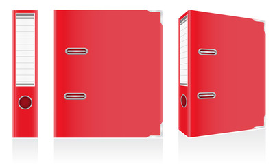 folder red binder metal rings for office vector illustration