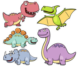 Vector illustration of Dinosaurs cartoon characters