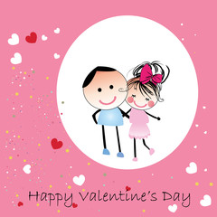 Happy valentine's day greeting card, couple vector
