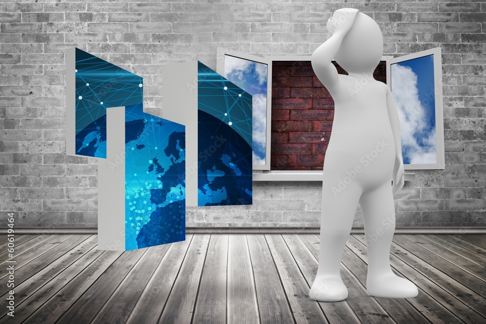Poster Composite image of white character thinking