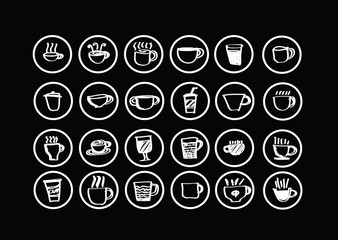 Coffee cup set or Tea cup icon collection design