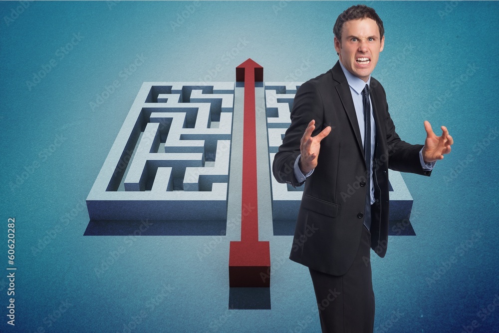 Poster composite image of stressed businessman gesturing