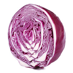 Fototapeta premium half a head of red cabbage isolated on white background