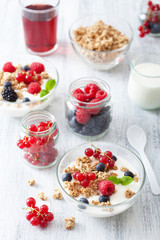 healthy breakfast with yogurt berry granola