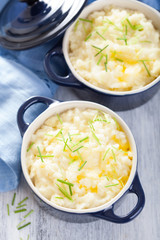 mashed potatoes in small pots