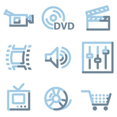 Video icons, light blue contour