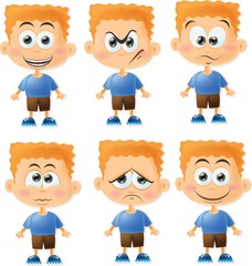 Набор мультфильм смешной мальчиков с эмоциями
