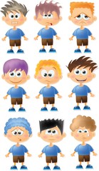 Набор мультфильм смешной мальчиков с эмоциями