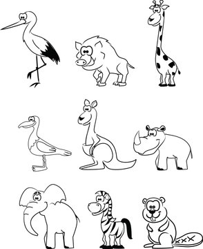 Набор мультфильм милые животные