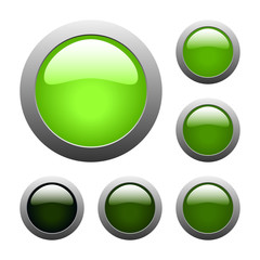 vector green glass buttons