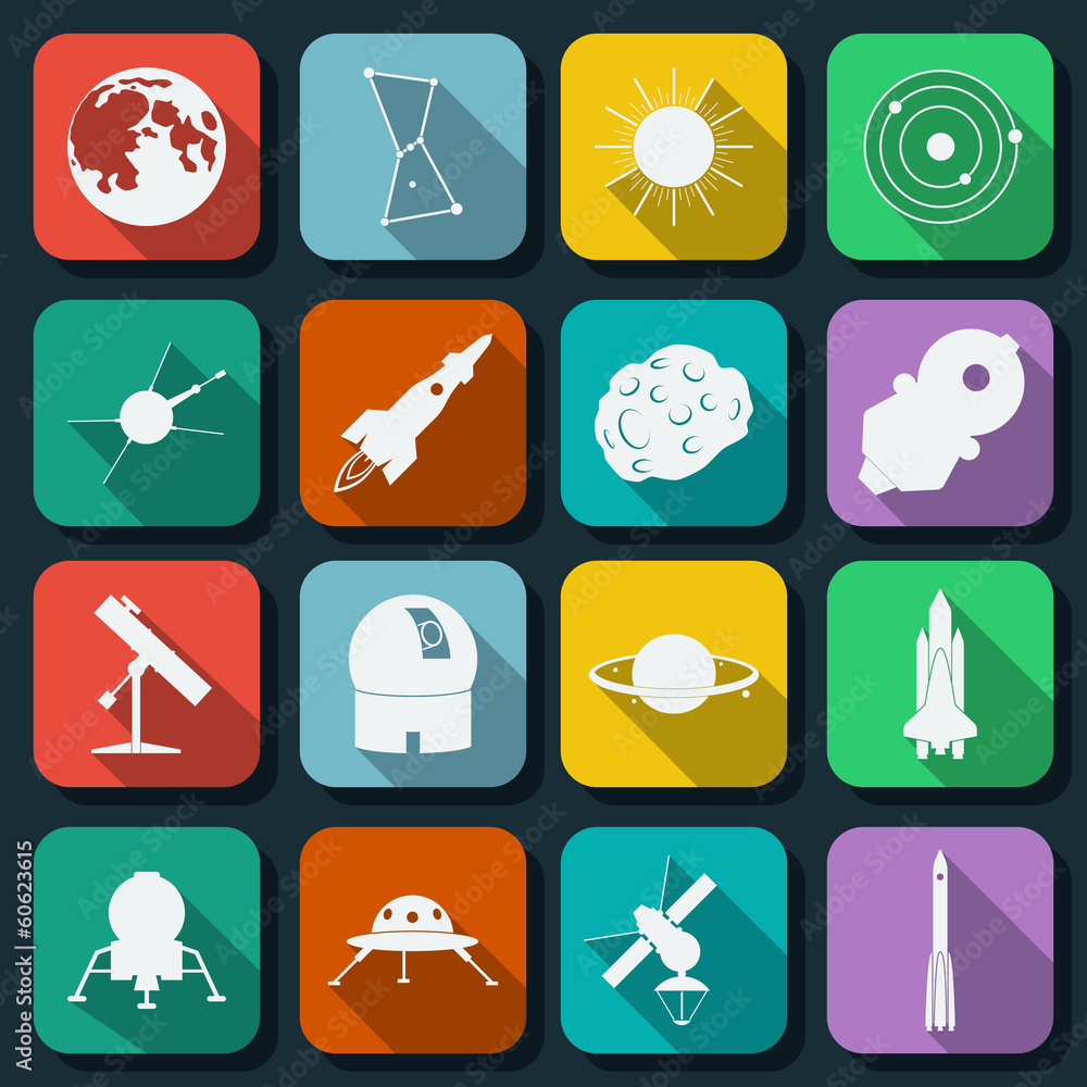 Poster flat web icons vector set 16