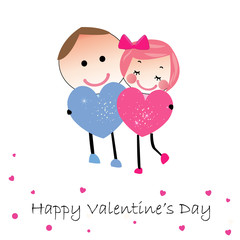 Cartoon lovely couple greeting card heart vector