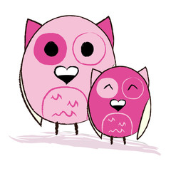 Obraz na płótnie Canvas Two cute pink owls