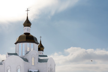 Beautiful church with onion domes