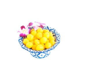 Kanom Thong Yod (gold egg yolks drops)