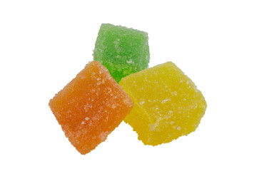 Yellow Orange and Green jelly cubes