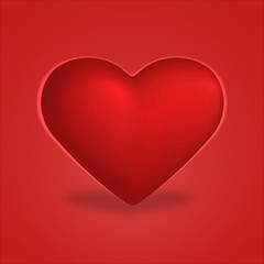 Red heart illustration isolated on red background.