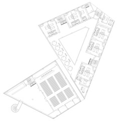 Modern Hotel Floor Architectural Plan Blueprint - 60626831