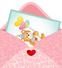 Teddy Bear Postcard inside Envelope