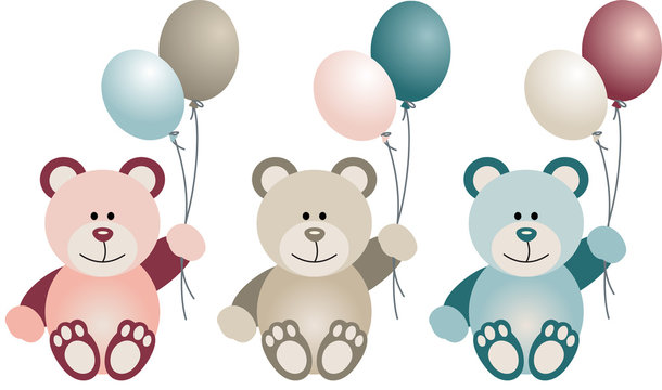 Lovely Baby Teddy Bear with Balloons