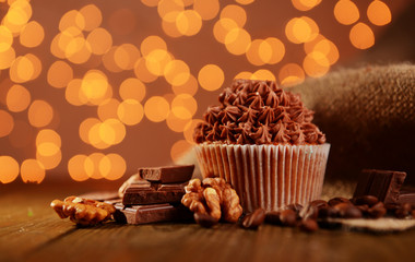 Tasty cupcake with butter cream,