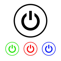 Power Icon Illustration with Four Color Variations
