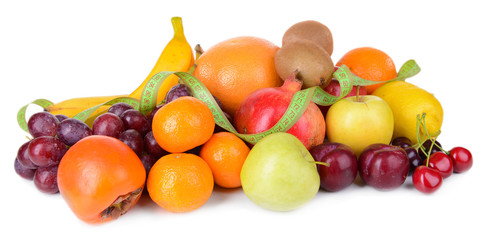 Assortment of exotic fruits isolated on white