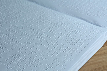 Book written in braille alphabet for blind people