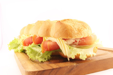 Ham salad submarine sandwich